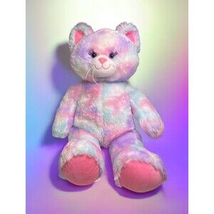 Build A Bear Plush Pastel Swirl Tie Dye Kitty Cat Pink Purple Blue *READ